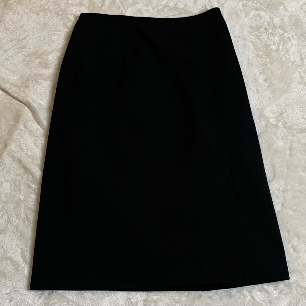 Black Kasper Midi Skirt with a front off center split